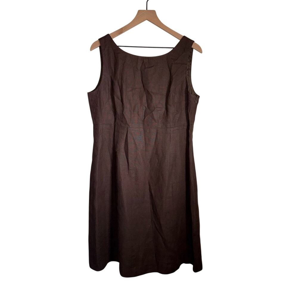 TALBOTS linen blend Sleeveless chocolate brown classic interview outfit dress 12